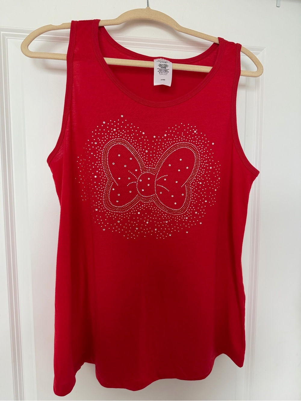 Disney Red Sleeveless Tank with Rhinestone Bow